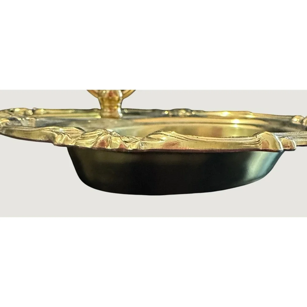 Vintage Copper Craft Brass Double Dish Nut Candy Ornate Scroll Topeka Kansas